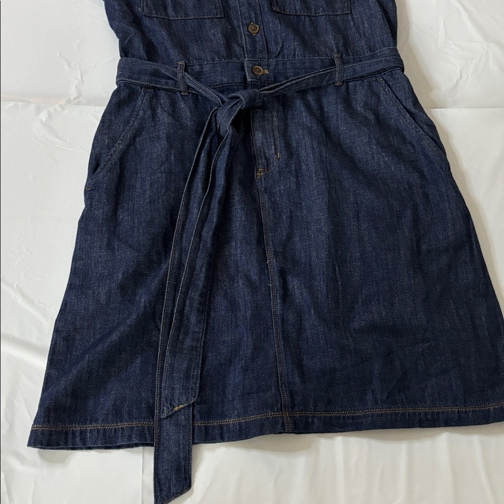 J.Crew Denim Mini Dress Blue Short Sleeve Sz 8 | Casual Chic Summer Style - Picture 3 of 10